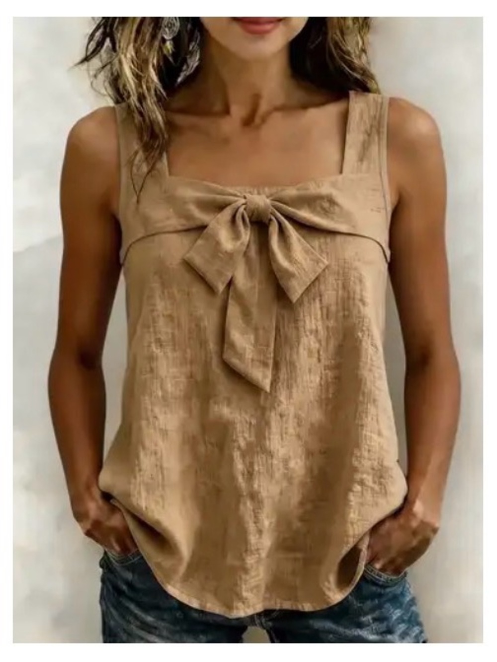 Sleeveless Light Beige Top with straps size M